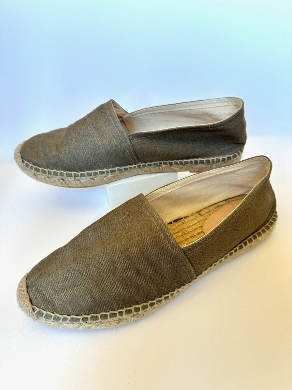 Castañer x J.Crew Linen Espadrilles 9.5 Khaki Slip On Shoes